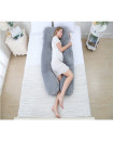 Full Body Pregnancy Pillow Velvet Cover Grey U Shape Maternity Support for Back Hips Legs Belly for Pregnant Women